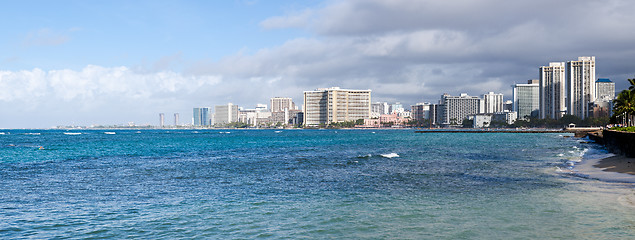 Image showing Panorama of sea front at Waikiki