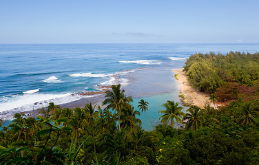 Image showing Ke'e beach on Kauai from trail