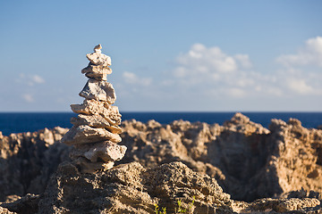 Image showing Stack of rocks on coast of Kauai