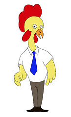 Image showing cartoon rooster chicken standing surprised