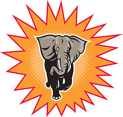 Image showing african elephant charging halftone dots