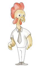 Image showing cartoon rooster chicken standing surprised