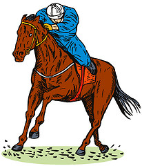 Image showing horse and jockey racing