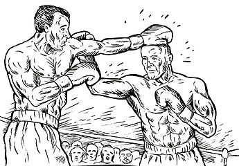 Image showing boxer connecting a knockout punch sketch style