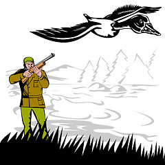 Image showing hunter aiming shotgun rifle