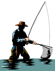 Image showing fly fisherman with rod and reel