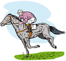 Image showing horse and jockey racing