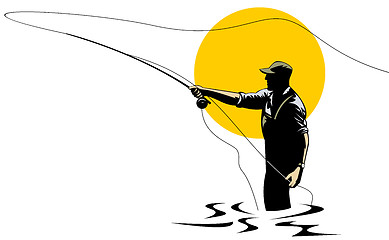 Image showing fly fisherman with rod and reel