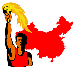 Image showing athlete with flaming torch