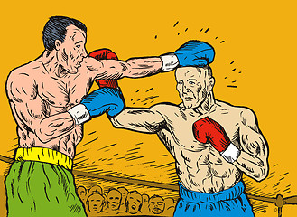 Image showing boxer connecting a knockout punch