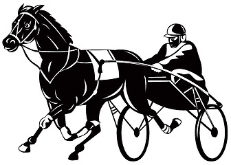 Image showing horse and jockey harness racing