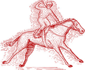 Image showing horse and jockey racing
