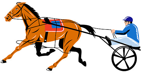 Image showing horse and jockey harness racing