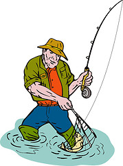 Image showing fly fisherman with rod and reel