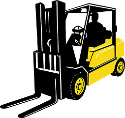 Image showing forklift truck and driver at work