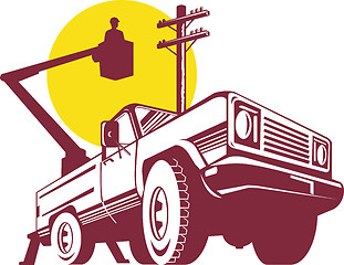 Image showing bucket pick-up truck with cherry picker 