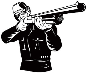 Image showing hunter aiming shotgun rifle