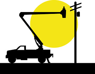 Image showing bucket pick-up truck with cherry picker 