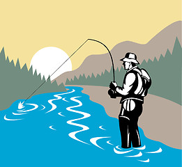 Image showing fly fisherman with rod and reel