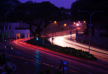 Image showing car road lights at sunset