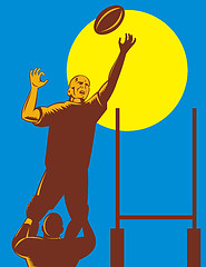 Image showing rugby player catching the ball lineout