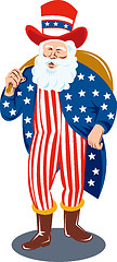 Image showing Father Christmas Santa Claus dressed in American Flag stars and stripes 