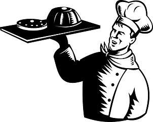 Image showing chef cook done in retro woodcut