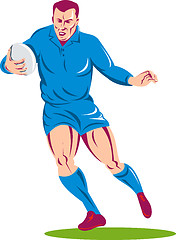 Image showing ugby player running passing the ball