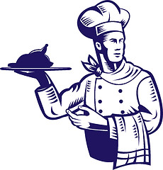 Image showing chef cook done in retro woodcut