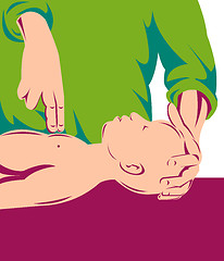 Image showing adult performing cpr on an infant child