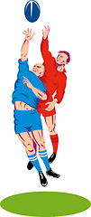 Image showing rugby player catching the ball