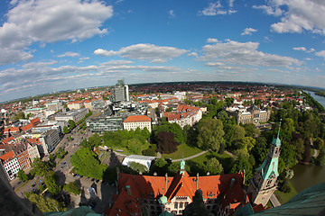 Image showing View on the center of Hannover from the new Town Hall (neues Rathaus).