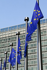 Image showing European flags in Brussels