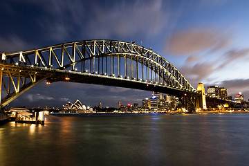 Image showing Sydney Harbour Bridge and CBD at dusk