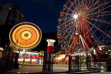 Image showing Amusement park at night