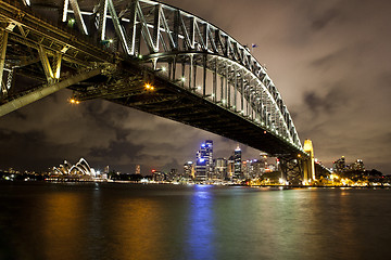 Image showing Sydney Harbour bridge and CBD at night