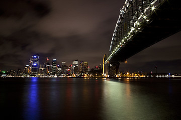 Image showing Sydney Harbour bridge and CBD at night