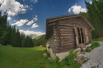 Image showing Hut and Trees in the Dolomites