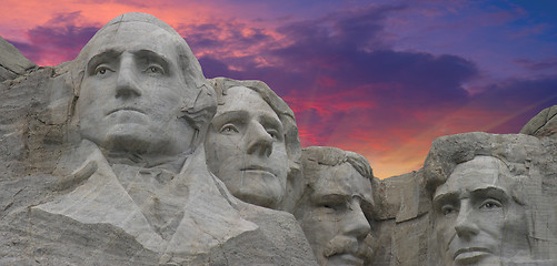 Image showing Sunset Colors over Mount Rushmore