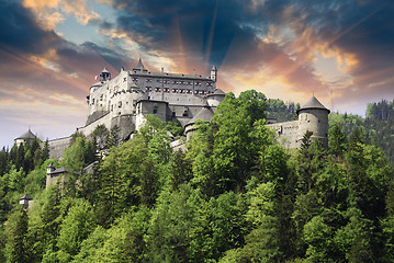 Image showing Sunset over a Castle in Austria