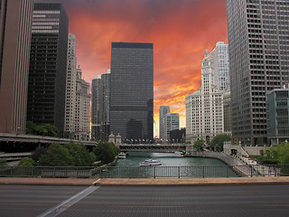 Image showing Chicago Skyscrapers over the River, U.S.A.