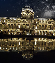 Image showing Stars and Reflection, The Louvre in Paris