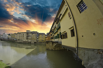 Image showing Sky Colors over Ponte Vecchio in Florence