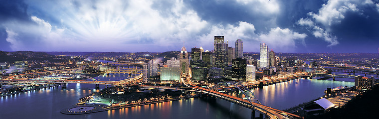 Image showing Sky Colors over Pittsburgh at Night
