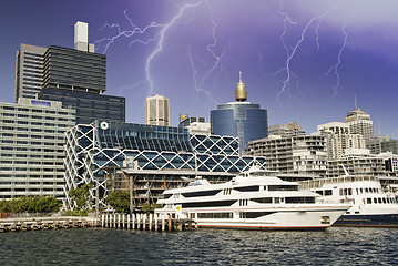 Image showing Storm over Sydney Buildings