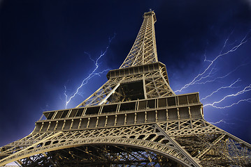 Image showing Storm over Eiffel Tower in Paris