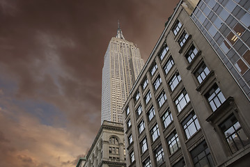 Image showing Dramatic Sky over New York City Skyscrapers