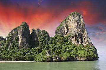 Image showing Sky Colors over a Thai Island in Krabi Region