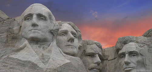 Image showing Sunset Colors over Mount Rushmore