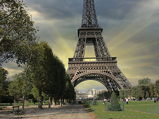 Image showing Eiffel Tower in Paris, view from Champs de Mars